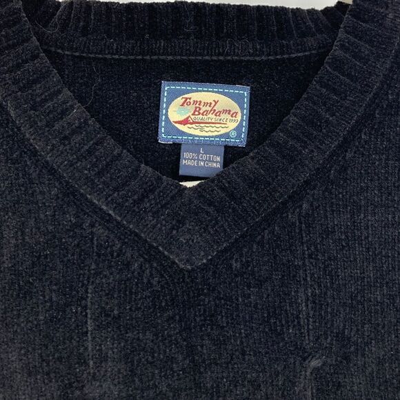 Tommy Bahama Cotton Velour Ribbed Men’s Pullover Size L Black Color - Picture 2 of 7